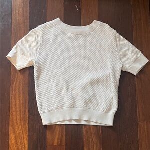 Uniqlo Cream Textured Short Sleeve Knit Top